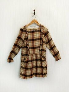 ap2090-7 ○送料無料 新品 (新古品) ZARA Girls soft collection ザラ キッズ ワンピース サイズ164cm 茶 チェック柄 長袖 定価4,900円