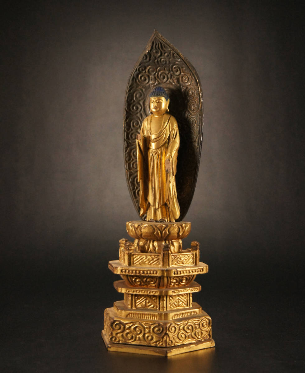 超ポイントアップ祭 台付き 古美術 金彩 木像 大仏 仏像 木彫 工芸品