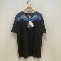 MARCELBURLON マルセロバーロン WINGS T-SHIRT ウィングプリントクルーネックTシャツMMAS9-001 BLACK Blue ブラック ブルー Lサイズ 616566_画像1