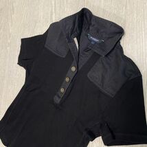 美品 バーバリーロンドン ポロシャツ　スキッパー　襟付き 半袖シャツ ブラック サイズ1 ボタン BURBERRY LONDON リブ 綿100% ゴルフウェア_画像9