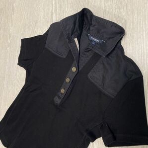 美品 バーバリーロンドン ポロシャツ スキッパー 襟付き 半袖シャツ ブラック サイズ1 ボタン BURBERRY LONDON リブ 綿100% ゴルフウェアの画像9