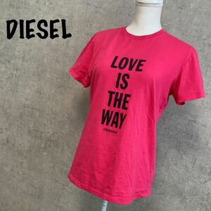  diesel DIESEL lady's T-shirt sho King pink vivid pink short sleeves T-shirt M~L