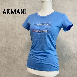 アルマーニ　ARMANI レディース　Tシャツ　Sサイズ　チビT ピチT 水色　ブルー　丸首　半袖Tシャツ