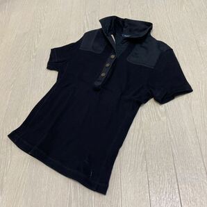 美品 バーバリーロンドン ポロシャツ スキッパー 襟付き 半袖シャツ ブラック サイズ1 ボタン BURBERRY LONDON リブ 綿100% ゴルフウェアの画像8