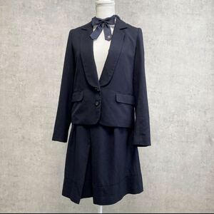 卒服　女の子　セットアップ　濃紺　フォーマルスーツ　ネイビー　お受験　160位　日本製　ポンポネットリボン　卒業式スーツ