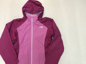 【古着レアGIRLS THENORTHFACEジップアップライトシェルジャケットXL(18)ピンク】ノースフェイスアウトドアキャンプハイキングGOOUT登山