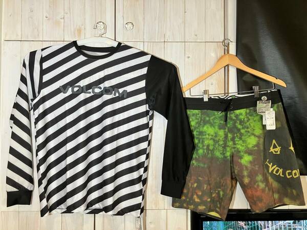 送料込 新品 VOLCOM ボルコム ラッシュガード サーフパンツ サイズL サイズ30 Brand Logo LS Surf Tee Chill Out Stoney 19 送料無料