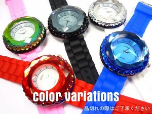 1000 jpy ~ wristwatch ( black pink blue white ) 4 color set total 8 piece set sale Kirakira acrylic fiber Stone dressing up clock 