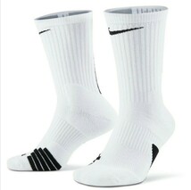 ナイキ（NIKE）（メンズ、レディース）エリート クルー バスケットボール ソックス 靴下 ホワイト 白 SX7622-100サイズ　L 25~27_画像1