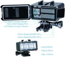 【送料無料】 GoPro対応 45m 防水 アクションカメラ LEDライト 電池2個パック_画像4