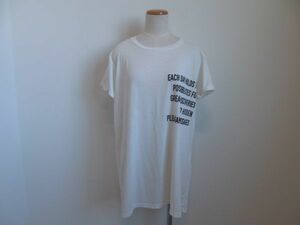 (53966)Raman　レディース　半袖　チュニック　カットソー　Tシャツ　プリント　ホワイト　LL　タグ付き　未使用