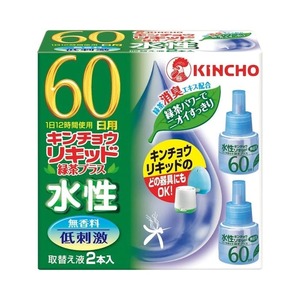 KINCHO 水性キンチョウリキッド 60日　無香料　緑茶プラス　取替え液　2本　複数可