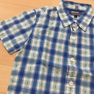 TOMMY HILFIGER トミーヒルフィガー キッズ 半袖シャツ チェック柄 子供服　128サイズ　130サイズぐらい　ブラウス　半袖　か