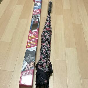 ブラックLarge イーチャンス ワンダードライ アンブレラ 長傘 逆折り式傘 ワンタッチ ジャンプ 花柄 傘 レディース 日傘にも　大きい　か