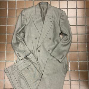 [ impact. price ] new goods * super-discount tag attaching / double-breasted suit / size L AB5/ beige herringbone pattern / side Benz 2 tuck fine quality cloth /90 period style 