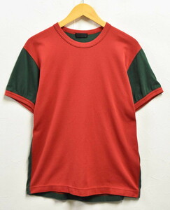 日本製 コム・デ・ギャルソン オム プリュス 半袖Tシャツ レッド×ダークグリーン メンズS相当(31090