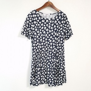 #snc guarantee Lee Visconti GALLERY VISCONTI tunic 3 navy blue white short sleeves floral print lady's [817860]