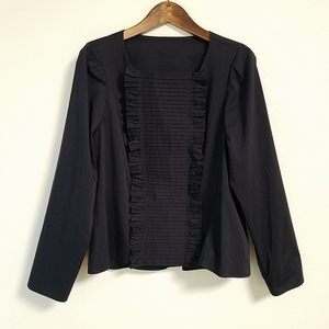 #anc Mila Schon mila schon cut and sewn shirt blouse 44 black long sleeve frill lady's [650242]