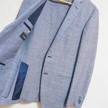 #snc エルメネジルドゼニア ErmenegildoZegna シングルスーツ 48F 紺 白 S2B 本切羽 スクエア柄 シルク混 麻混 メンズ [788230]_画像3