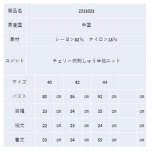 スーパービューティー 42 半袖ニット 2023年春夏 オーラボー チェリー柄 刺しゅう ホワイト L 2311021 大人かわいい服 ミセス_画像9