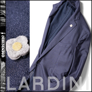 最高級カシミヤ85％シルク15％■新品187,000円【LARDINI】ラルディーニ/アスター系ネイビーブートニエール本切羽テーラードジャケット54