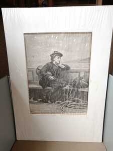 Art hand Auction Antique Print Boy with a Violin German 19th Century Original [R. TAYLOR] Painting Etching Irish Immigrant K10u2, Artwork, Prints, Copperplate engraving, etching