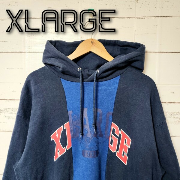 《大人気》XLARGE エクストララージ プルオーバー パーカー パッチワーク