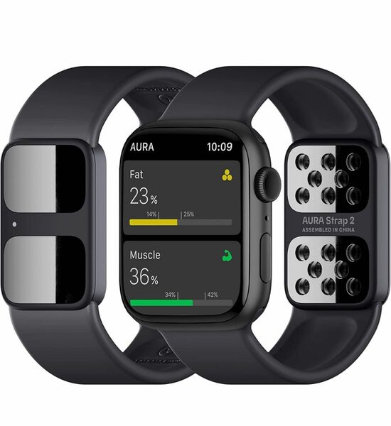 AURA Strap2 Apple Watch対応 体脂肪、BMI、減量用 アプリ付き体組成計 - 脂肪、筋肉、水位測定バンド