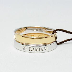 【送料無料】未使用品 ダミアーニ DAMIANI 750PG/WG バーチ 2連リング 1Pダイヤモンド 12号 20045733