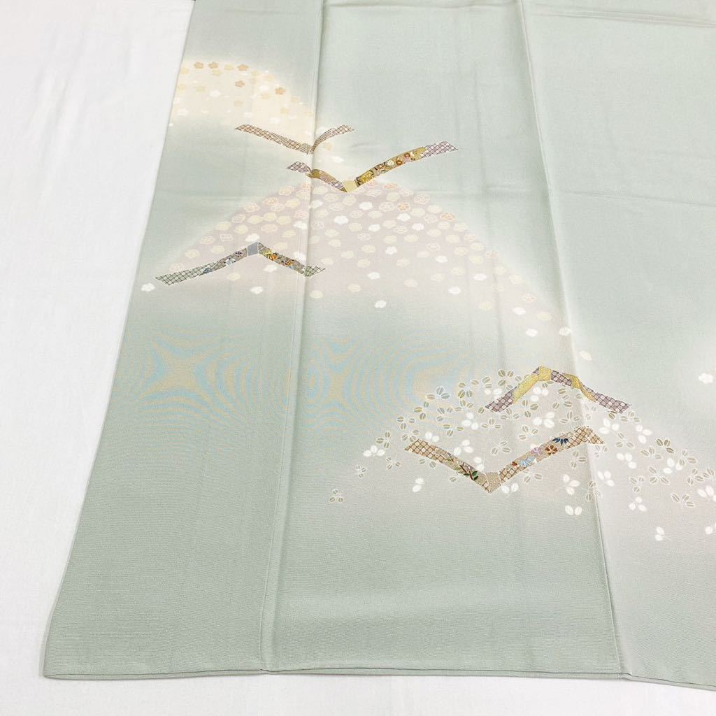 着物月花刺繍金彩ぼかし染品のある小花訪問着正絹金糸共八掛ガード加工