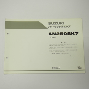 1版AN250SK7スカイウェイブ250タイプS補足版パーツリストCJ44A即決2006-9