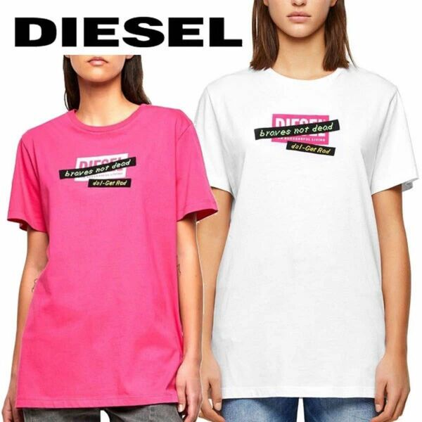 DIESEL ディーゼル 男女兼用 ユニセックス Tシャツ ピンク Mサイズ