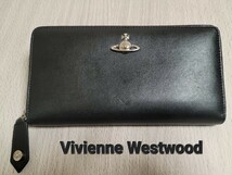 【Vivienne Westwood】ヴィヴィアンウエストウッド 長財布 ラウンドファスナー ブラック レザー 男女兼用 美品_画像1