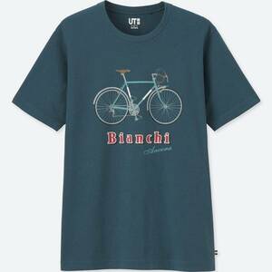 ラスト1点★ 新品 ユニクロ ビアンキ アンコラ Tシャツ ブルー XLサイズ BIANCHI 青 自転車 ロードバイク Ancora ブランド コラボ 半袖