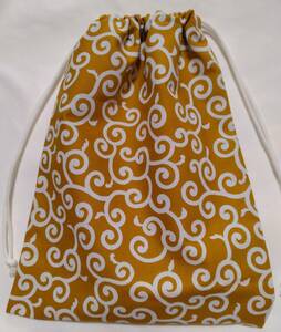  pouch # Tang . pattern mustard Karashi color [ approximately ..21.5cm× length 28cm] yellow color peace pattern 