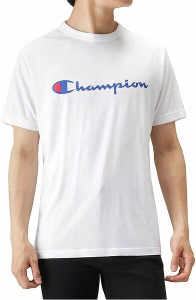 Champion 白 Tシャツ C3-P302 スクリプトロゴプリント