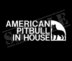 ◆◇AMERICAN PITBULL IN HOUSE （アメリカン・ピットブル）パロディステッカー 6cm×17cm　愛犬　ペット◇◆