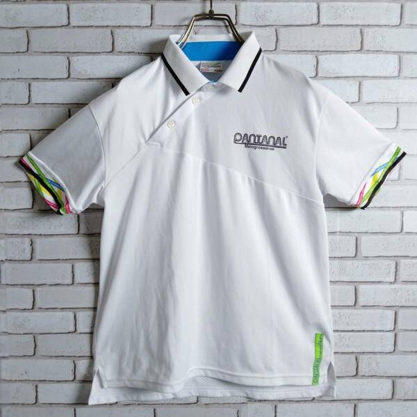 パンタナール☆ポロシャツ　半袖　スポーツウェア　トレーニングウェア　変形デザイン　白　レディース　Ｍ