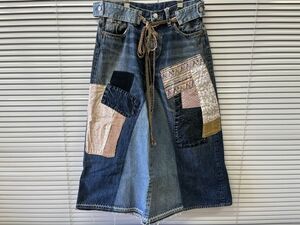 新品【SALE 40%OFF】◆DENIM DUNGAREE◆12ozHOME MADEデニムリメイクスカート【SIZE / 01(150)】◆BLUE◆即決【送料無料】