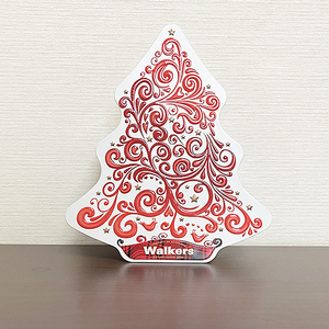Walkers ウォーカー クリスマスツリー缶 外国の可愛い空き缶 イギリス製 期間限定品 レッド＆ホワイト