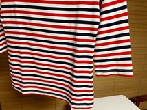 【必見です 激安1点のみ】TOMMY HILFIGER トミーヒルフィガー ストレッチ ボートネック ボーダー 七分袖 Tシャツ カットソー S USED_画像5