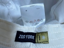 【必見です 激安1点のみ 国内正規品】ZOO YORK ズーヨーク コットン100% 刺繍 ロゴ バケットハット 帽子 58cm ホワイト系 USED_画像4