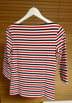 【必見です 激安1点のみ】TOMMY HILFIGER トミーヒルフィガー ストレッチ ボートネック ボーダー 七分袖 Tシャツ カットソー S USED_画像3