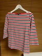 【必見です 激安1点のみ】TOMMY HILFIGER トミーヒルフィガー ストレッチ ボートネック ボーダー 七分袖 Tシャツ カットソー S USED_画像2