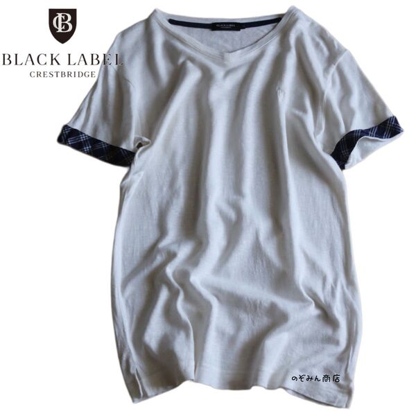 【BLACK LABEL CRESTBRIDGE】半袖Tシャツ 麻70% 白★
