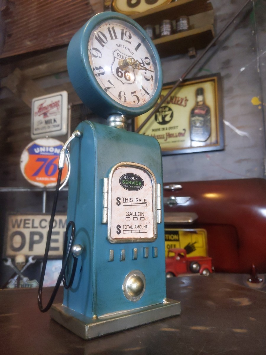 American goods Gas pump Table clock & piggy bank Garage goods ③ Money bank #500 yen coin savings #Route 66 #Gasoline pump type #ROUTE66 #GULF, Handmade items, interior, miscellaneous goods, others