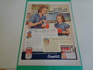  prompt decision advertisement Ad ba Thai Gin g can bell soup tomato juice 1940s frozen food chi gold retro package magazine scraps 