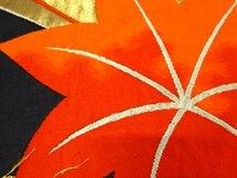 ys6647921; 宗sou 扇に紅葉模様織出し袋帯（材料）【アンティーク】【着】_画像4
