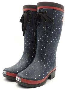 雨の日 歩きやすい ヒロミチナカノ 防寒 防滑 ジュニア レディース レインブーツ 長靴 女の子 ムーンスター HN-WJ161R ネイビー 19.0cm