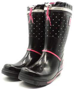 雨の日 歩きやすい ムーンスター 軽量 防寒 防雪 防滑 通学 農園 女の子 ジュニア レインブーツ 長靴 スーパースター J68R ブラック 22.0cm